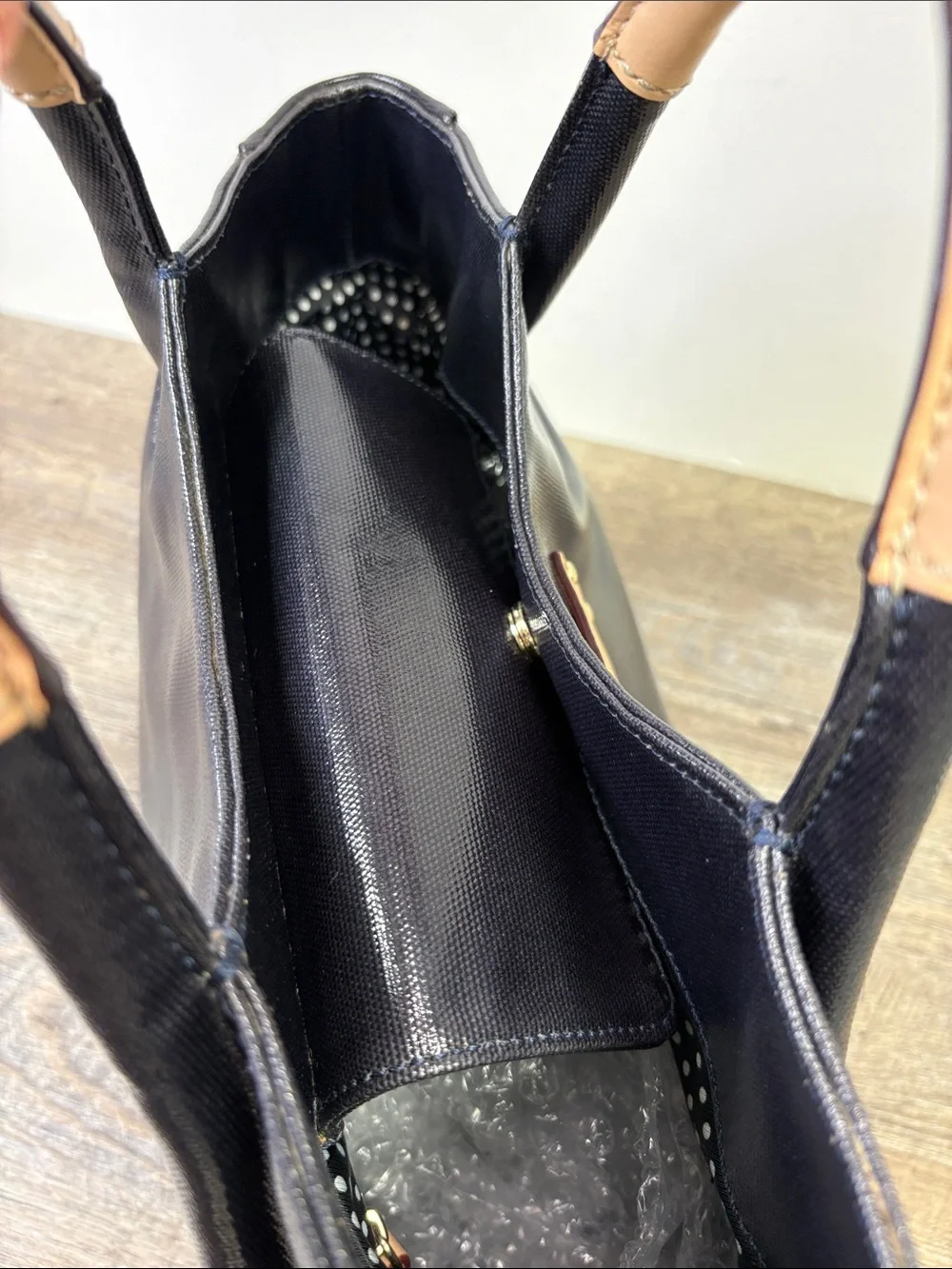 Kate Spade New York Fulton Street Satchel Black & Tan Leather Handle Tote